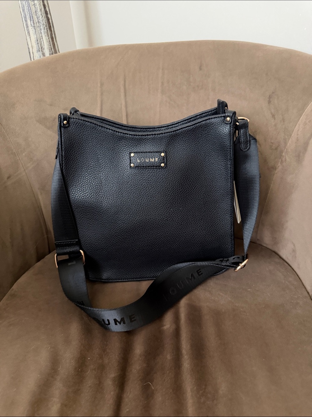 Black Crossbody Bag Pebbled Vegan Shoulder Bag NWT